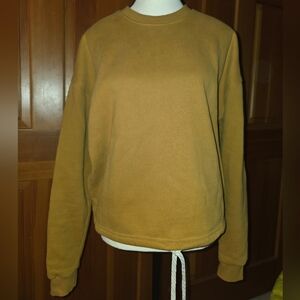 Vuori Restore Sweatshirt Women S Mustard Crewneck Pullover Cropped Drawstring